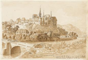 AGOSTINO AGLIO (Cremona 1777-1857 London) View of Meissen from the Elbe River * View of Heidelberg Castle.